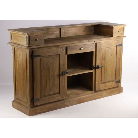 Comptoir Bar Style Industriel Glacière Bois Massif Clair 180cm