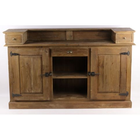 Comptoir Bar Style Industriel Glacière Bois Massif Clair 180cm