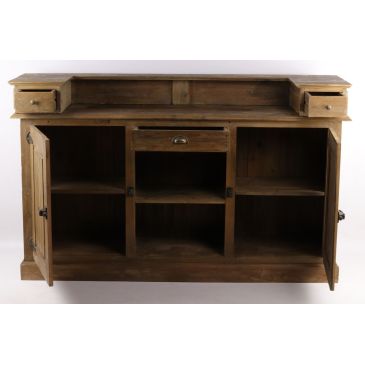 Comptoir Bar Style Industriel Glacière Bois Massif Clair 180cm