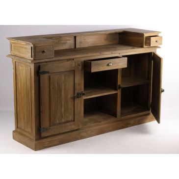 Comptoir Bar Style Industriel Glacière Bois Massif Clair 180cm