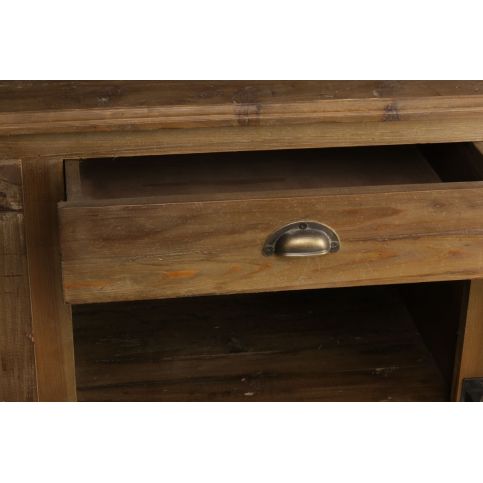 Comptoir Bar Style Industriel Glacière Bois Massif Clair 180cm