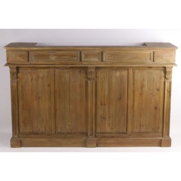 Comptoir Bar Style Industriel Glacière Bois Massif Clair 180cm