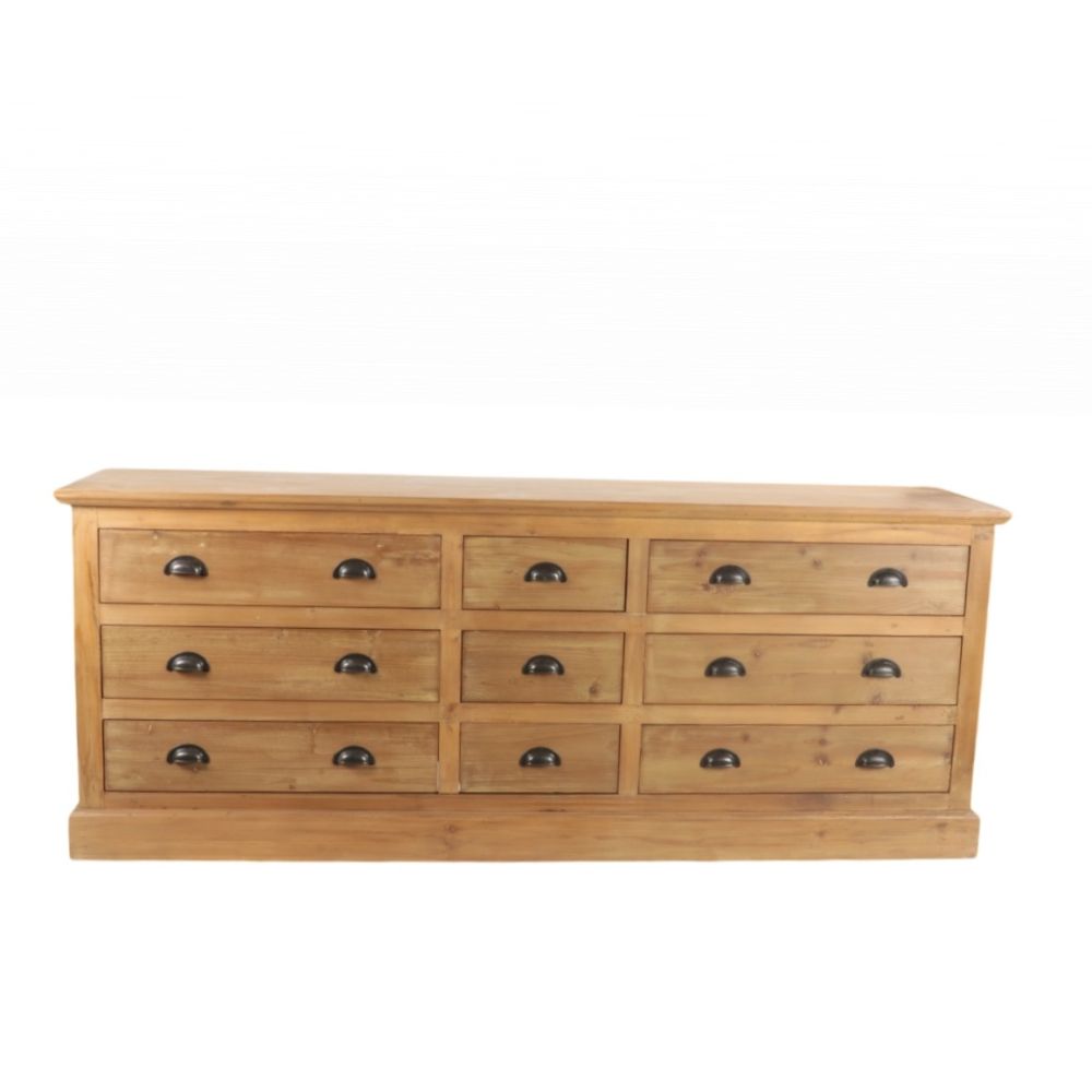 Enfilade de métier Industrielle Bois Massif Recyclé Sullivan 9 tiroirs