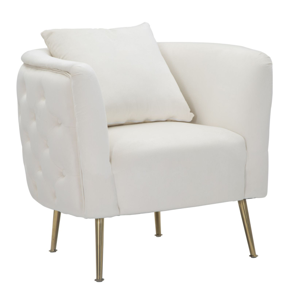 Fauteuil en contreplaqué, Crème et Or Style Glamour