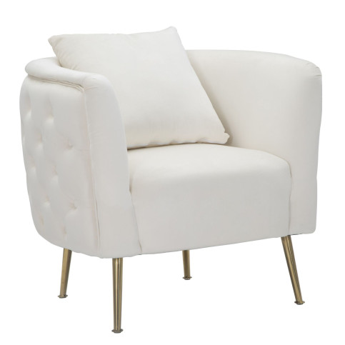 Fauteuil en contreplaqué, Crème et Or Style Glamour