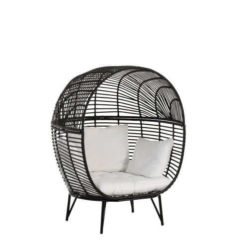 Chaise Lounge Ovale Acier Noir 