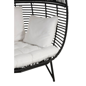 Chaise Lounge Ovale Acier Noir 