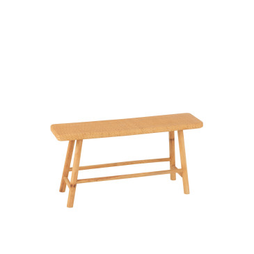 Banc Rectangle Rotin/Bois de Sapin Naturel 