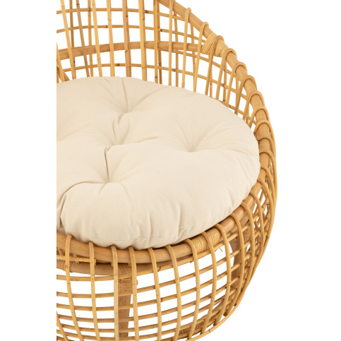 Chaise Lise+Coussin 1 Personne Rotin/Textile Naturel/Blanc 