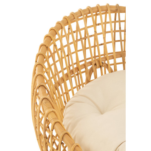 Chaise Lise+Coussin 1 Personne Rotin/Textile Naturel/Blanc 