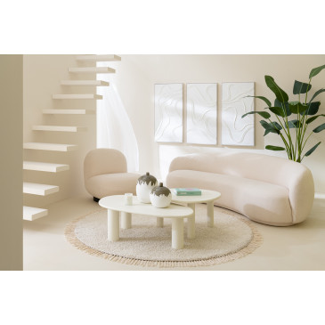 Sofa Neige Bois Peuplier/Mousse Blanc 
