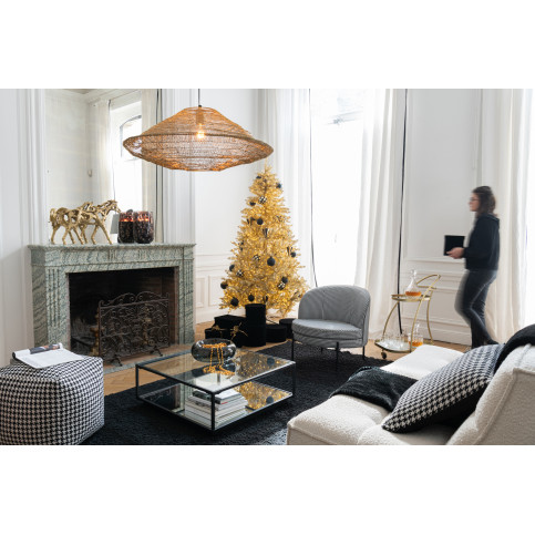 Fauteuil Pied-de-Poule Fer Noir/Blanc 