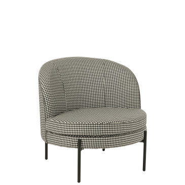 Fauteuil Pied-de-Poule Fer Noir/Blanc 