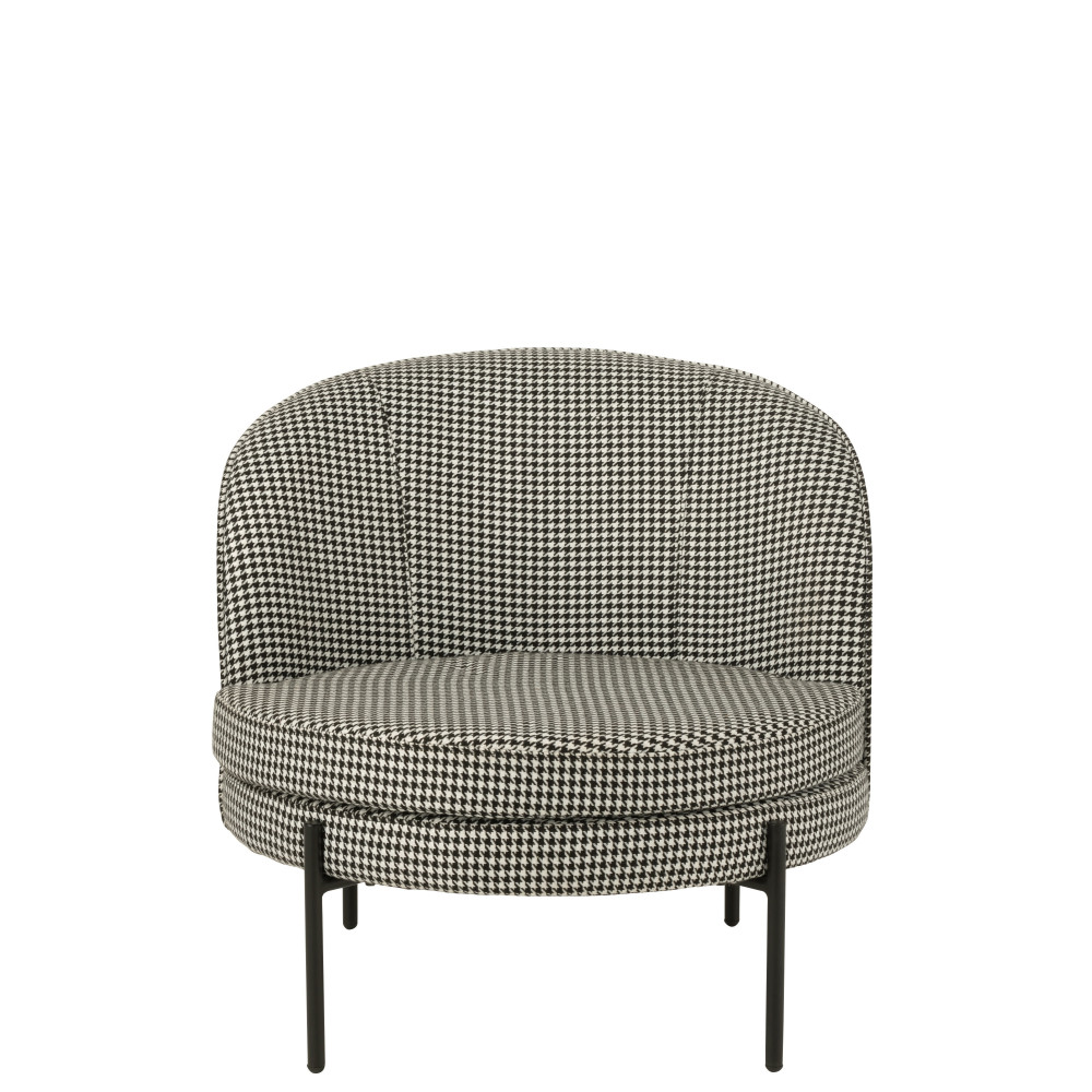 Fauteuil Pied-de-Poule Fer Noir/Blanc 