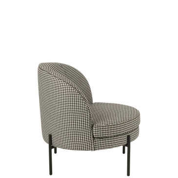 Fauteuil Pied-de-Poule Fer Noir/Blanc 