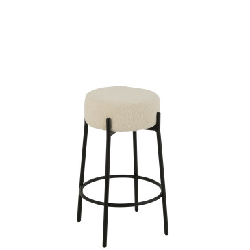 Tabouret de Bar Boucle Contreplaque/Polyester Blanc/Noir 
