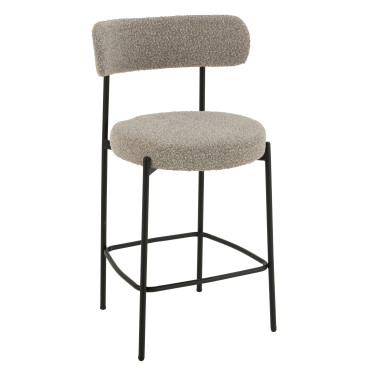 Chaise de Bar Boucle Contreplaque/Polyester Gris/Noir 