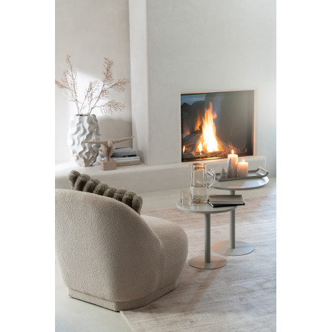 Pouf Teddy Bouclé Beige Chaud 