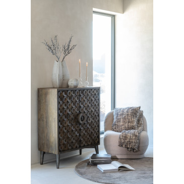 Pouf Teddy Bouclé Beige Chaud 