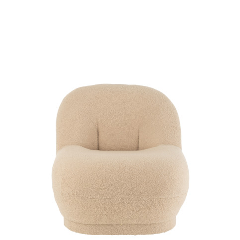 Pouf Teddy Bouclé Beige Chaud 