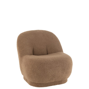 Pouf Teddy Velours Blanc Marron 