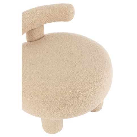 Pouf Rond Dossier Bouclé Chaud Beige 