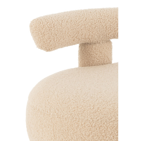 Pouf Rond Dossier Bouclé Chaud Beige 