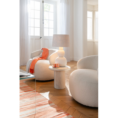 Fauteuil Pivotant Rond Mousse Écru 