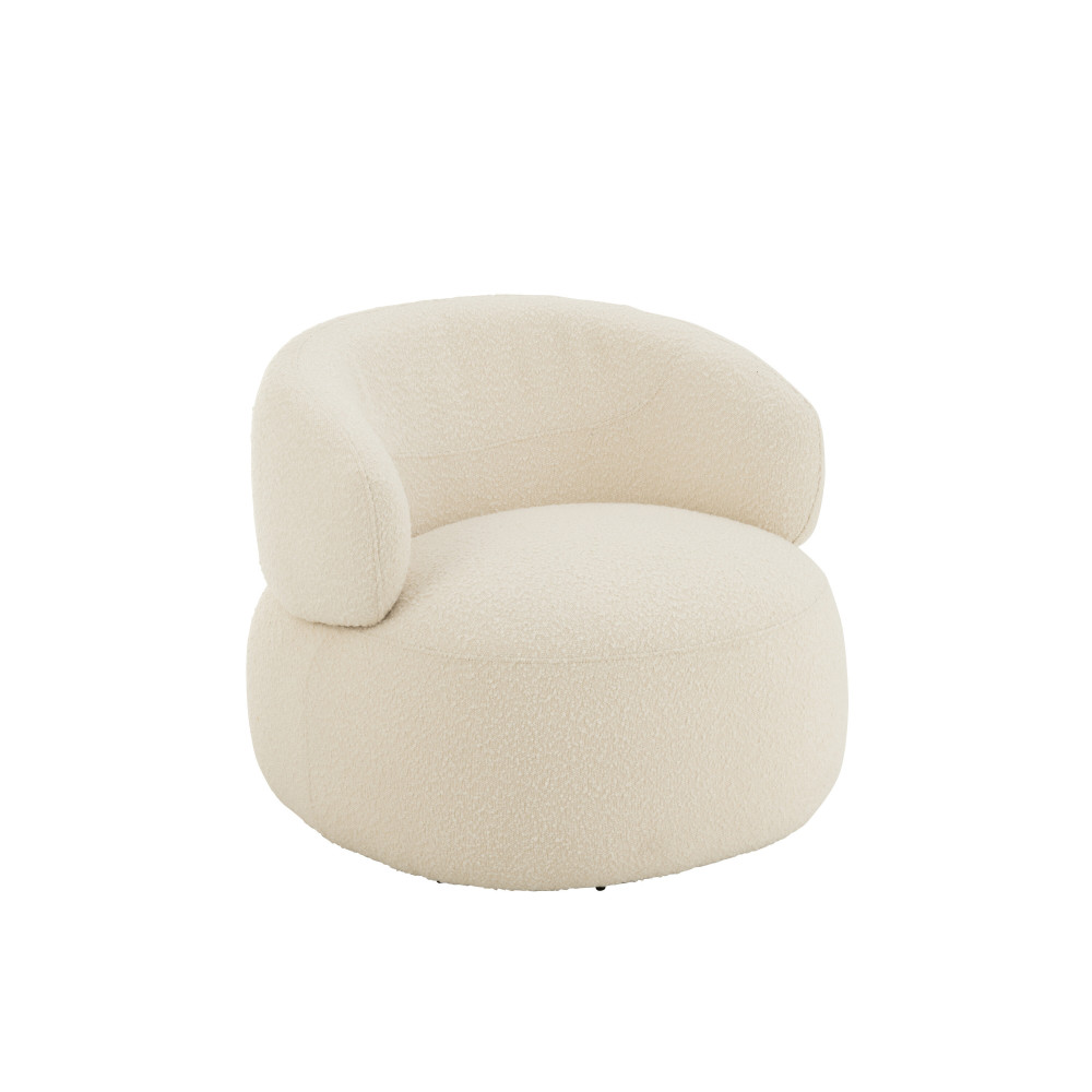 Fauteuil Pivotant Rond Mousse Écru 