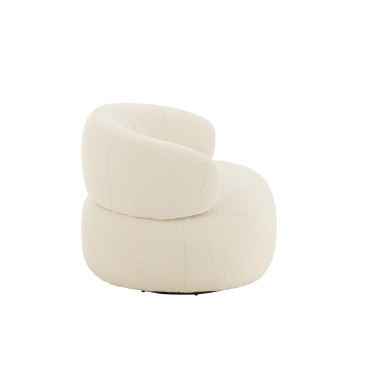 Fauteuil Pivotant Rond Mousse Écru 