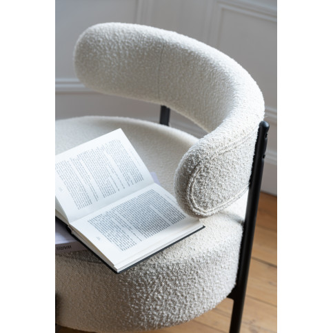 Chaise Lounge Boucle Contreplaque/Polyester Blanc/Noir 