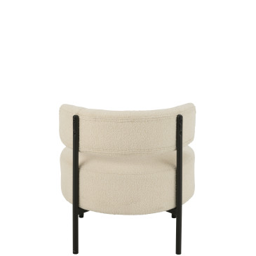 Chaise Lounge Boucle Contreplaque/Polyester Blanc/Noir 