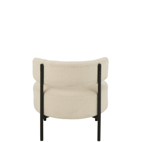 Chaise Lounge Boucle Contreplaque/Polyester Blanc/Noir 