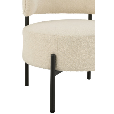 Chaise Lounge Boucle Contreplaque/Polyester Blanc/Noir 