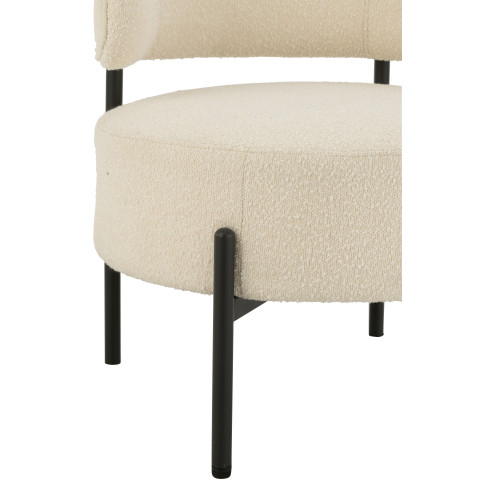 Chaise Lounge Boucle Contreplaque/Polyester Blanc/Noir 