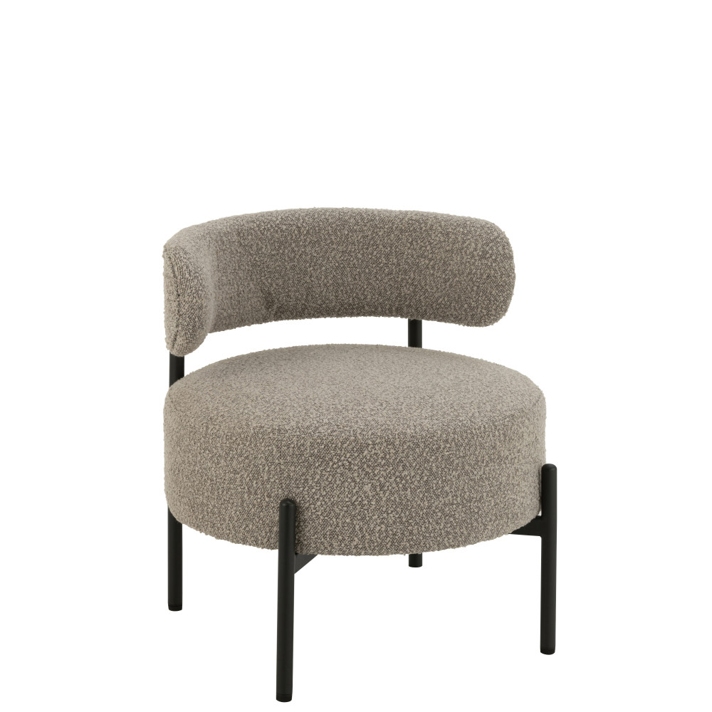 Chaise Lounge Boucle Conterplaque/Polyester Gris/Noir 