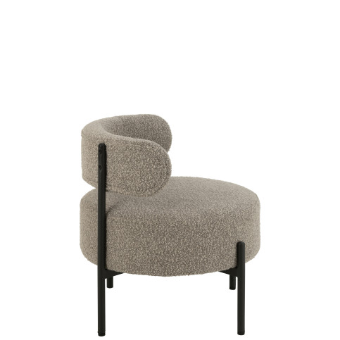 Chaise Lounge Boucle Conterplaque/Polyester Gris/Noir 