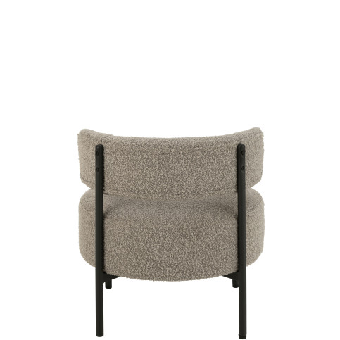 Chaise Lounge Boucle Conterplaque/Polyester Gris/Noir 