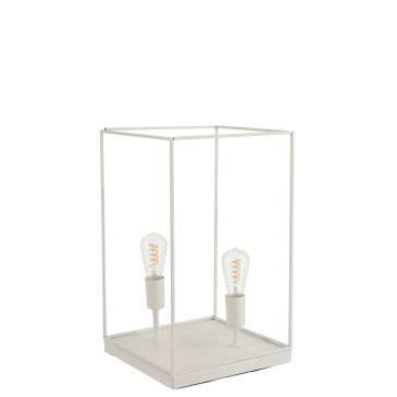 Lampe 2 Ampoules Rectangulaire Cadre Metal Blanc Large 