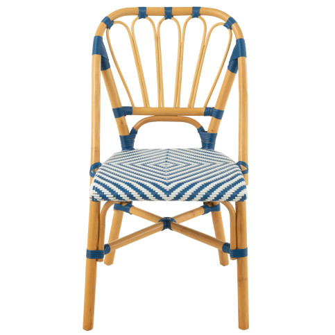Chaise Rotin Bleu/Blanc 