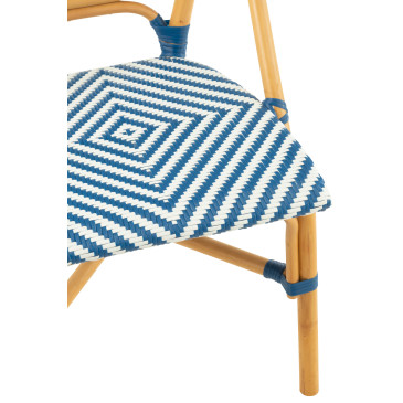 Chaise Rotin Bleu/Blanc 