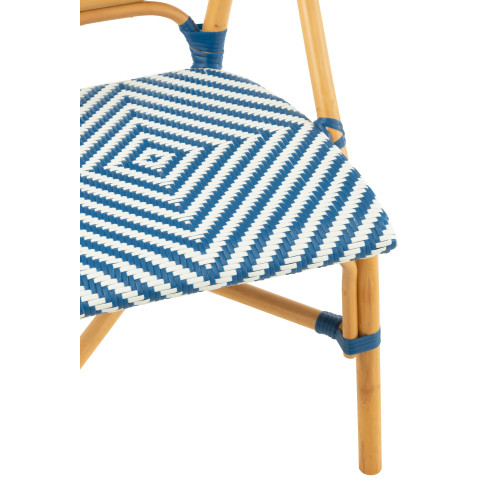 Chaise Rotin Bleu/Blanc 