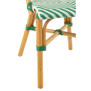 Chaise Rotin Vert Foncé/Blanc 