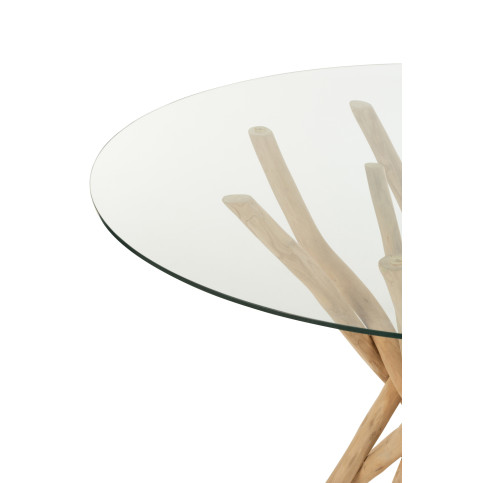 Table Appoint Branche Teck Naturel/Verre 