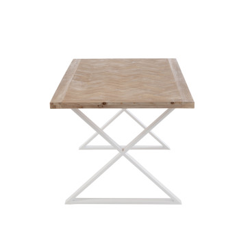 Table Zigzag Bois/Metal Naturel/Blanc 