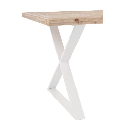 Table Zigzag Bois/Metal Naturel/Blanc 