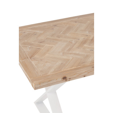 Table Zigzag Bois/Metal Naturel/Blanc 