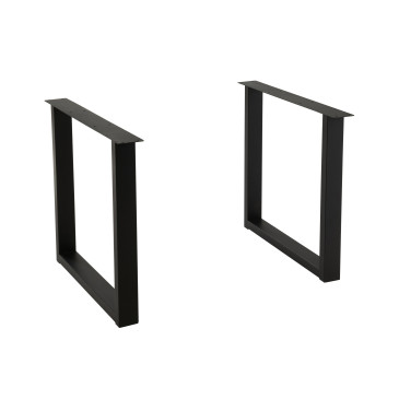 Pieds de Table Rectangle Acier Noir 
