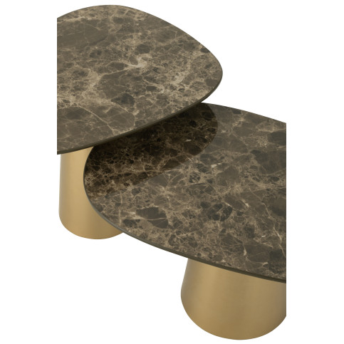 Set de 2 Table d’appoint Marble Effect Fer Bronze/Taupe 