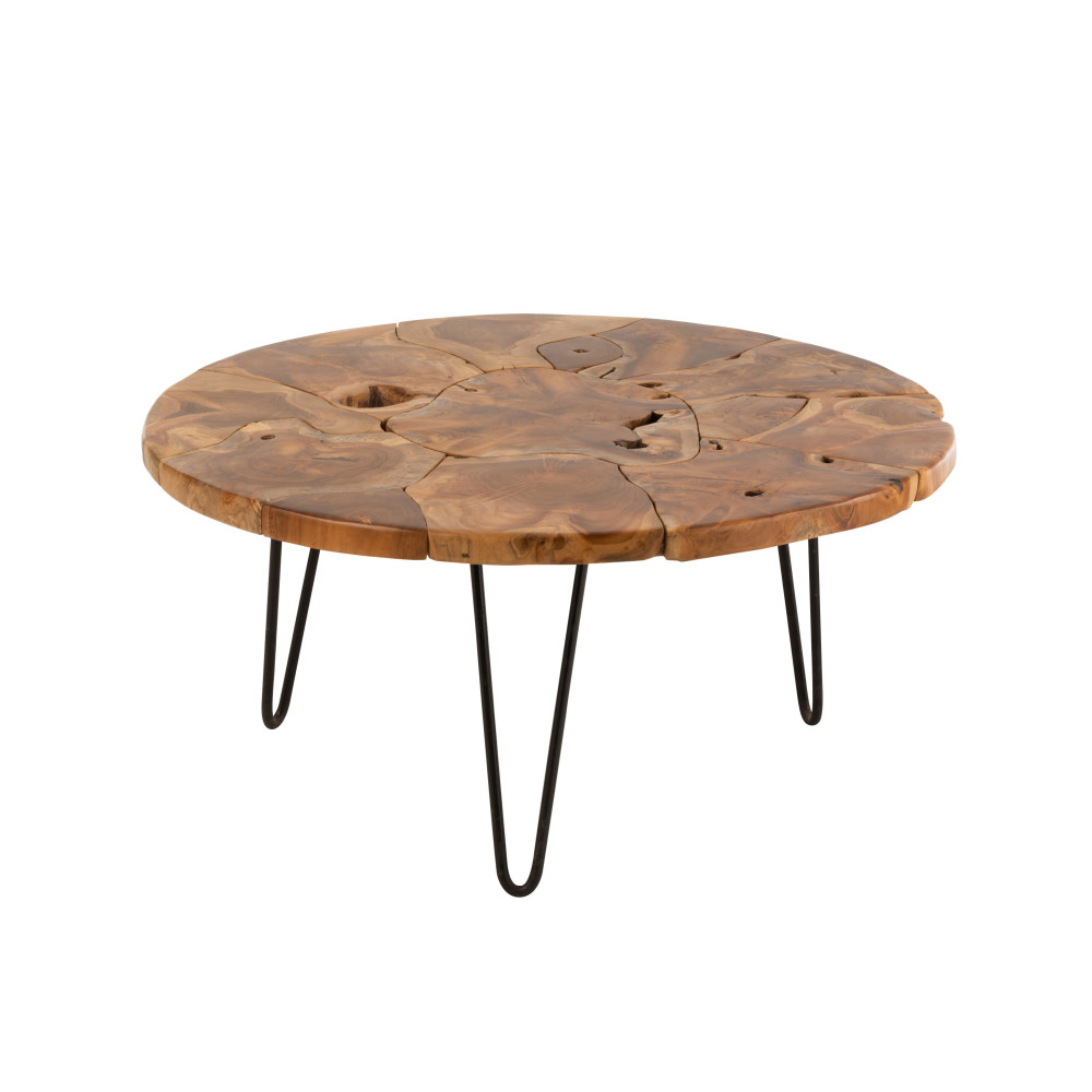 Table de Salon Samuel Rond Teck Marron 